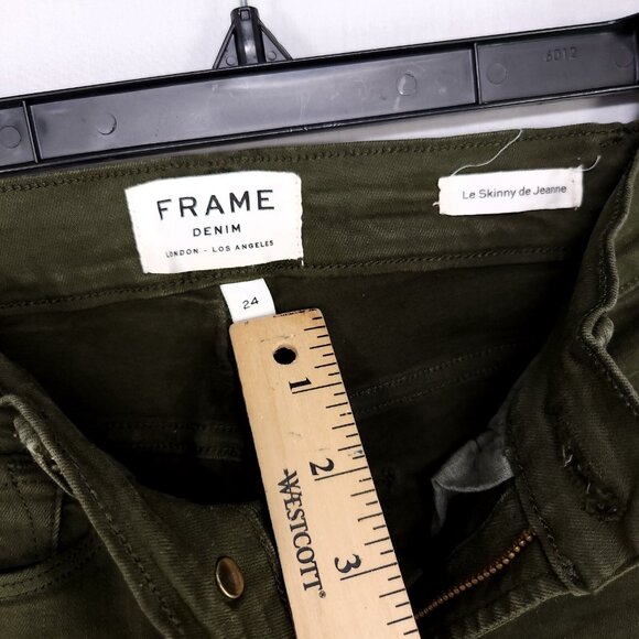 Frame Le Skinny De Jeanne Size 24 Skinny Jeans Green Mid Rise - Picture 7 of 13